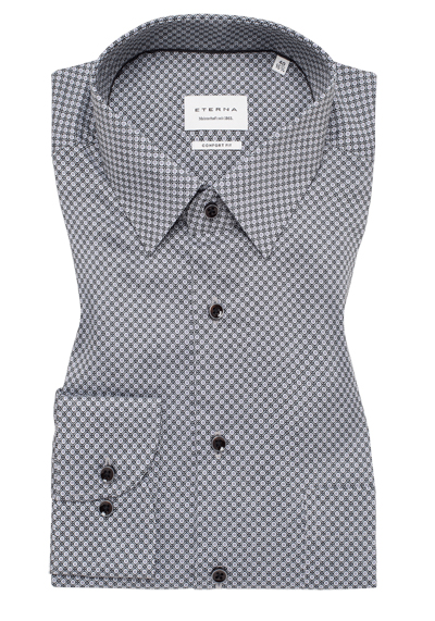 Produktbild für 'ETERNA Comfort Fit Hemd Langarm New Kent Kragen Muster graun'
