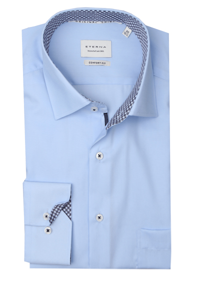 Produktbild für 'ETERNA Comfort Fit Hemd extra kurzer Arm New Kent Kragen hellblau'
