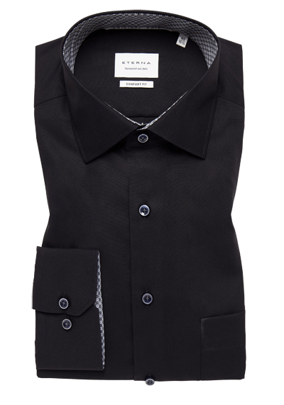 Produktbild für 'ETERNA Comfort Fit Hemd extra kurzer Arm New Kent Kragen schwarz'