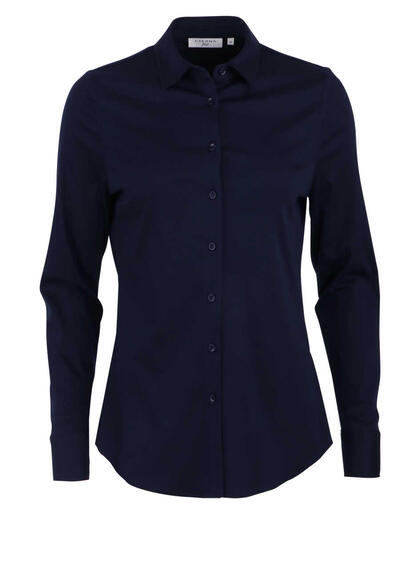 ETERNA Fitted Bluse Langarm Hemdkragen Jersey navy preisreduziert
