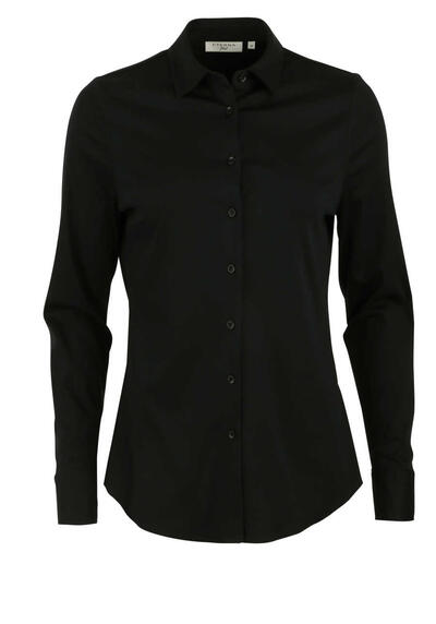 ETERNA Fitted Bluse Langarm Hemdkragen Jersey schwarz preisreduziert