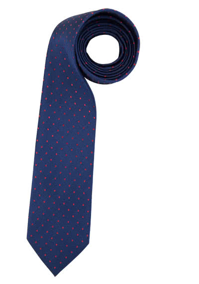 ETERNA Krawatte aus reiner Seide 7,5 cm breit Punkte rot/nachtblau