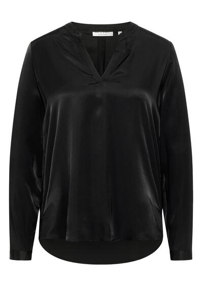 Produktbild f&uuml;r 'ETERNA Loose Bluse Langarm Stehkragen Viskose schwarz'