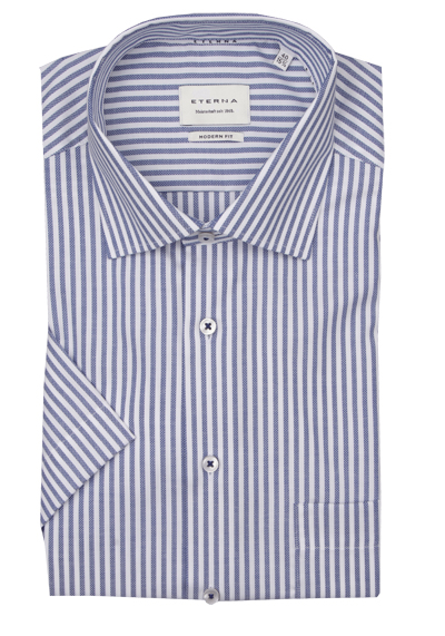 Produktbild für 'ETERNA Modern Fit Hemd Halbarm New Kent Kragen Fil a Fil Streifen blau'