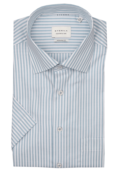 Produktbild für 'ETERNA Modern Fit Hemd Halbarm New Kent Kragen Fil a Fil Streifen grn'