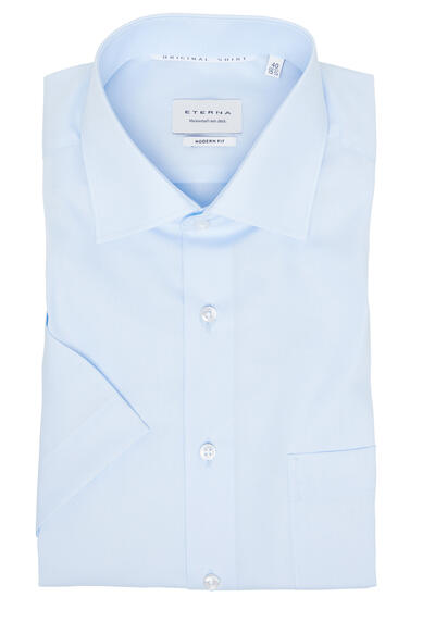 Produktbild für 'ETERNA Modern Fit Hemd Halbarm New Kent Kragen Popeline hellblau'