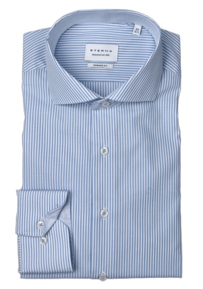 Produktbild für 'ETERNA Modern Fit Hemd Langarm Haifischkragen Streifen hellblau'