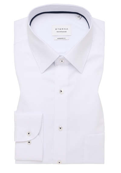Produktbild für 'ETERNA Modern Fit Hemd Langarm New Kent Kragen Natte wei'