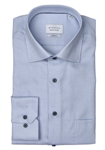 Produktbild für 'ETERNA Modern Fit Hemd Langarm New Kent Kragen Struktur hellblau'
