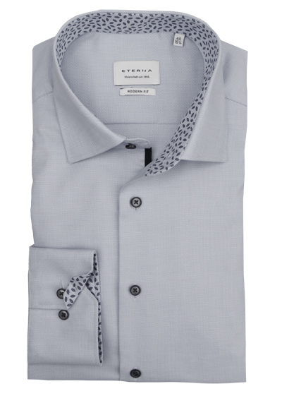 Produktbild für 'ETERNA Modern Fit Hemd Langarm New Kent Kragen Struktur hellgrau'