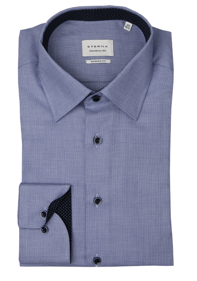 Produktbild für 'ETERNA Modern Fit Hemd Langarm New Kent Kragen Struktur mittelblau'