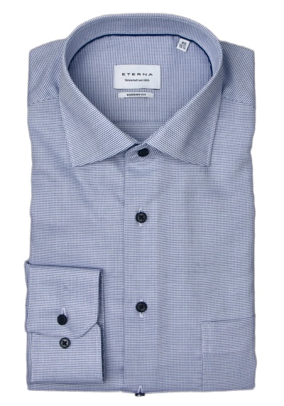Produktbild für 'ETERNA Modern Fit Hemd Langarm New Kent Kragen Struktur mittelblau'
