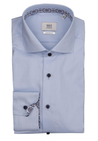 Produktbild für 'ETERNA Modern Fit Hemd Langarm New Kent Kragen Twill hellblau'