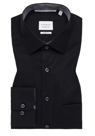 Produktbild für 'ETERNA Modern Fit Hemd Langarm New Kent Kragen schwarz'