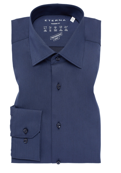 Produktbild für 'ETERNA Modern Fit Hemd Performance Shirt Langarm New Kent Kragen dunkelblau'