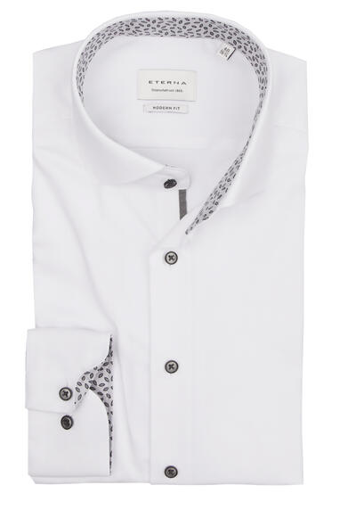 Produktbild für 'ETERNA Modern Fit Hemd extra kurzer Arm New Kent Kragen Struktur wei'
