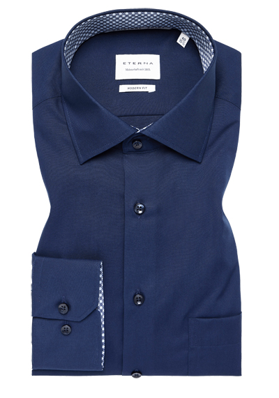 Produktbild für 'ETERNA Modern Fit Hemd extra kurzer Arm New Kent Kragen dunkelblau'