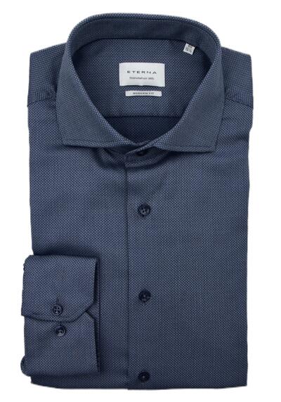 Produktbild für 'ETERNA Modern Fit Hemd super langer Arm Haifischkragen Muster blau'