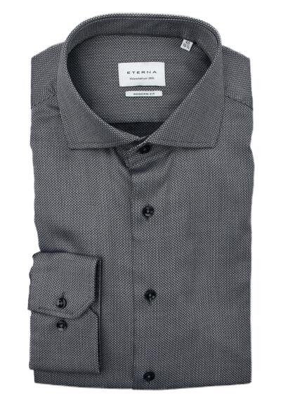 Produktbild für 'ETERNA Modern Fit Hemd super langer Arm Haifischkragen Muster grau'