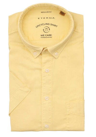 ETERNA Regular Fit Hemd Halbarm Button Down Kragen gelb