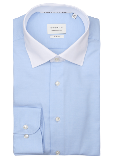 Produktbild f&uuml;r 'ETERNA Slim Fit Dynamic Cotton Hemd Langarm New Kent Kragen Feintwill hellblau'