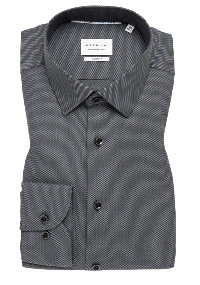 Produktbild für 'ETERNA Slim Fit Dynamic Cotton Hemd Langarm Struktur anthrazit'
