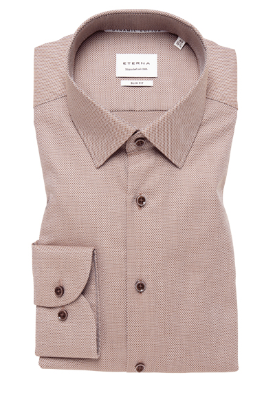 Produktbild für 'ETERNA Slim Fit Dynamic Cotton Hemd Langarm Struktur braun'