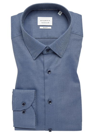Produktbild für 'ETERNA Slim Fit Dynamic Cotton Hemd Langarm Struktur dunkelblau'