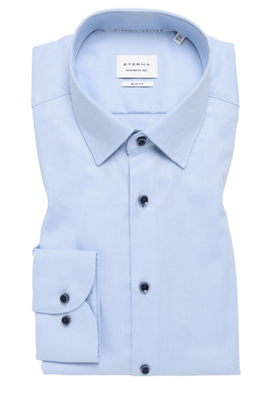 Produktbild für 'ETERNA Slim Fit Dynamic Cotton Hemd Langarm Struktur hellblau'