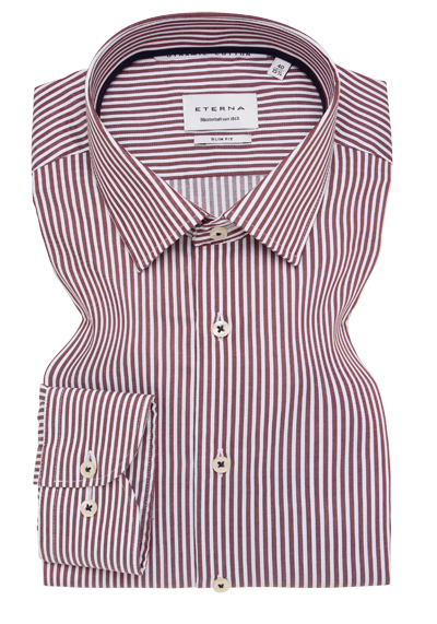 Produktbild f&uuml;r 'ETERNA Slim Fit Dynamic Cotton Hemd Langarm Twill Streifen rot'