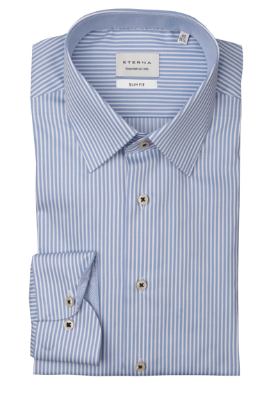 Produktbild für 'ETERNA Slim Fit Dynamic Cotton Hemd extra langer Arm Streifen hellblau'