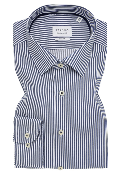 Produktbild f&uuml;r 'ETERNA Slim Fit Dynamic Cotton Hemd extra langer Arm Twill Streifen dunkelblau'