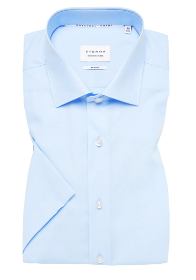 Produktbild für 'ETERNA Slim Fit Hemd Halbarm New Kent Kragen Popeline hellblau'
