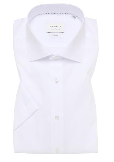 Produktbild für 'ETERNA Slim Fit Hemd Halbarm New Kent Kragen Popeline wei'