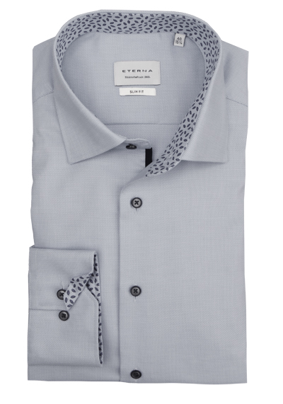 Produktbild für 'ETERNA Slim Fit Hemd Langarm New Kent Kragen Struktur hellgrau'