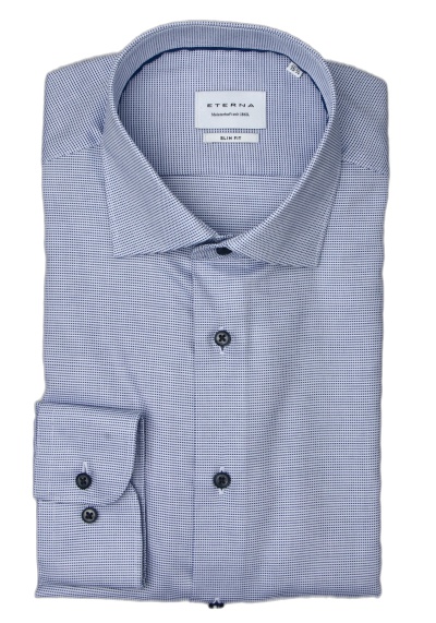 Produktbild für 'ETERNA Slim Fit Hemd Langarm New Kent Kragen Struktur mittelblau'