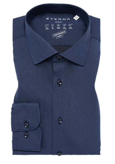 Produktbild für 'ETERNA Slim Fit Hemd Performance Shirt Langarm New Kent Kragen nachtblau'