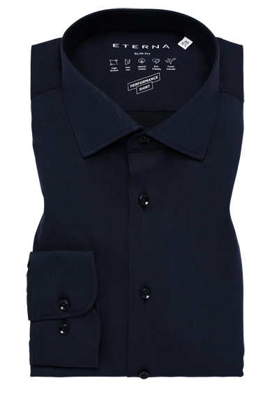 Produktbild für 'ETERNA Slim Fit Hemd Performance Shirt Langarm New Kent Kragen schwarz'