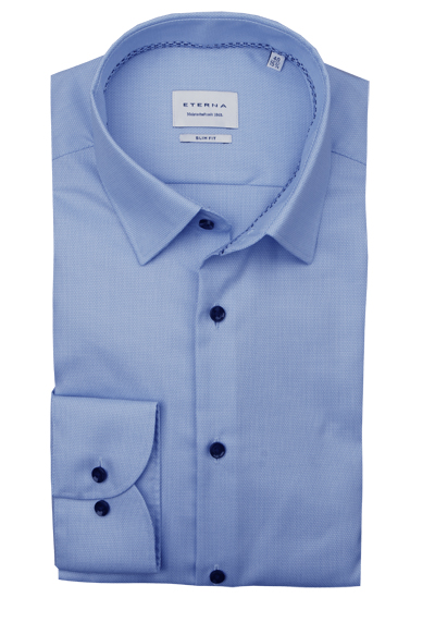 Produktbild f&uuml;r 'ETERNA Slim Fit Hemd extra langer Arm New Kent Kragen Fil a Fil mittelblau'
