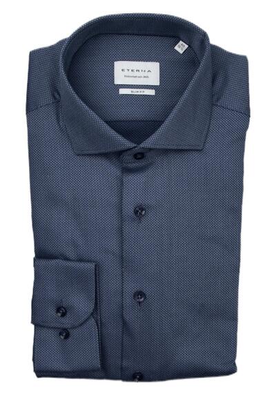 Produktbild für 'ETERNA Slim Fit Hemd extra langer Arm New Kent Kragen Muster blau'