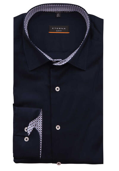 ETERNA Slim Fit Performence Hemd super langer Arm Twill nachtblau