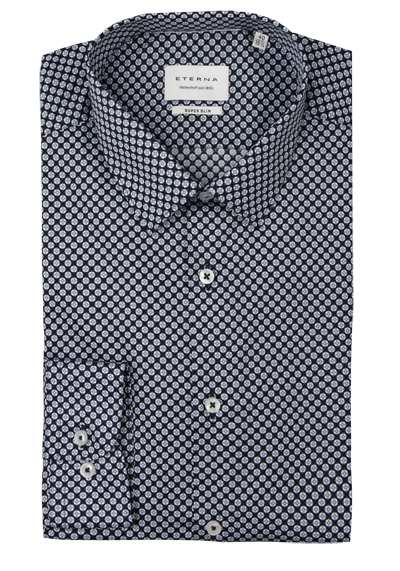 Produktbild f&uuml;r 'ETERNA Super Slim Dynamic Cotton Hemd Langarm New Kent Kragen Muster schwarz'