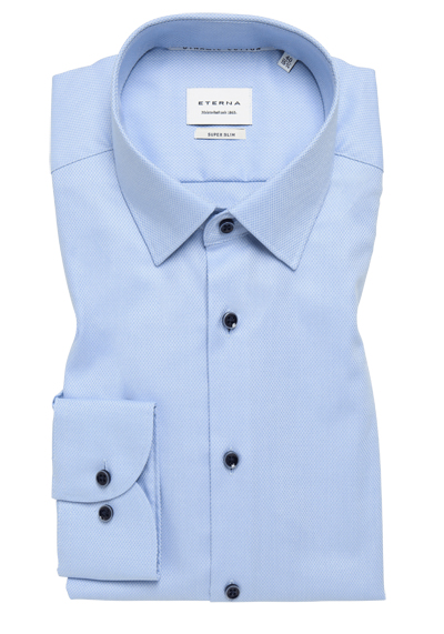 Produktbild für 'ETERNA Super Slim Fit Hemd Langarm New Kent Kragen Struktur hellblau'