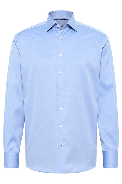 ETERNA Modern Fit Cover Hemd Langarm New Kent Kragen Blickdicht blau