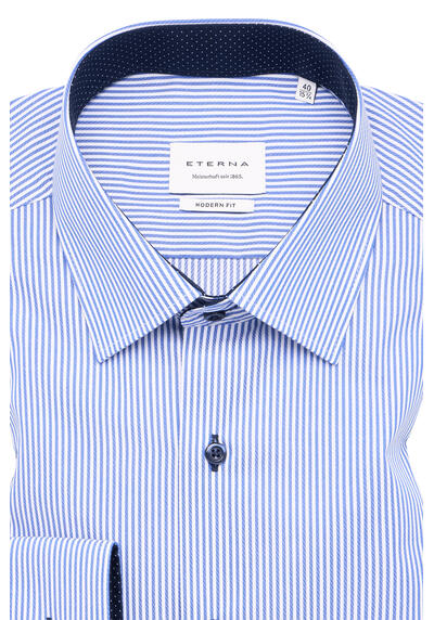 Produktbild fr 'ETERNA Modern Fit Hemd Langarm New Kent Kragen Streifen mittelblau'