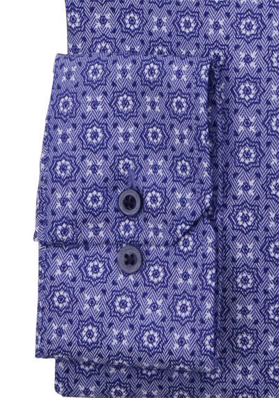 ETERNA Comfort Fit Hemd super langer Arm Muster dunkelblau