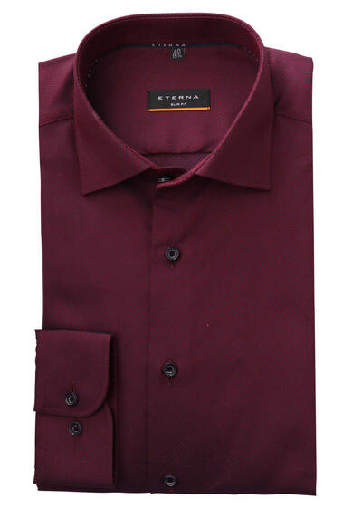 ETERNA Slim Fit Hemd super langer Arm New Kent Kragen Muster rot