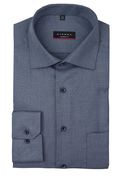 ETERNA Modern Fit Hemd Langarm Haifischkragen Kragen dunkelblau