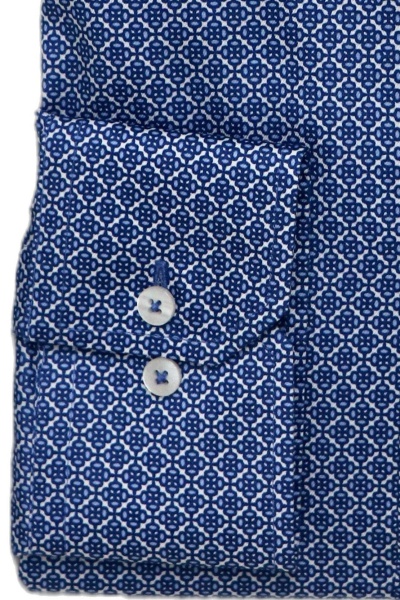 ETERNA Modern Fit Hemd Langarm New Kent Kragen Muster blau