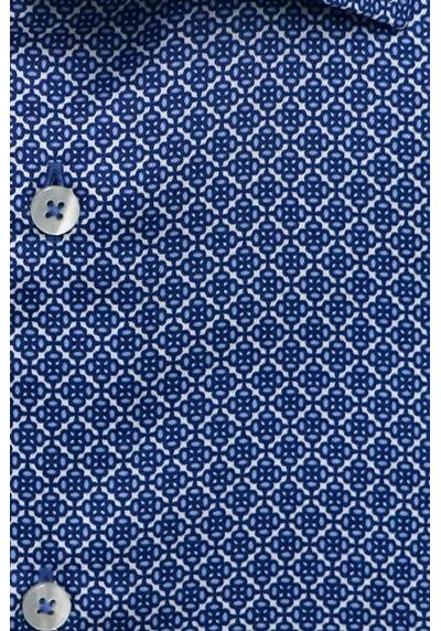 ETERNA Modern Fit Hemd Langarm New Kent Kragen Muster blau